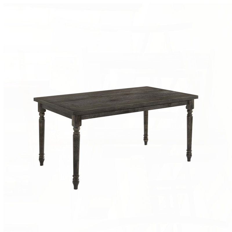 Weathered Gray Finish Rectangular Dining Table with Turned Legs