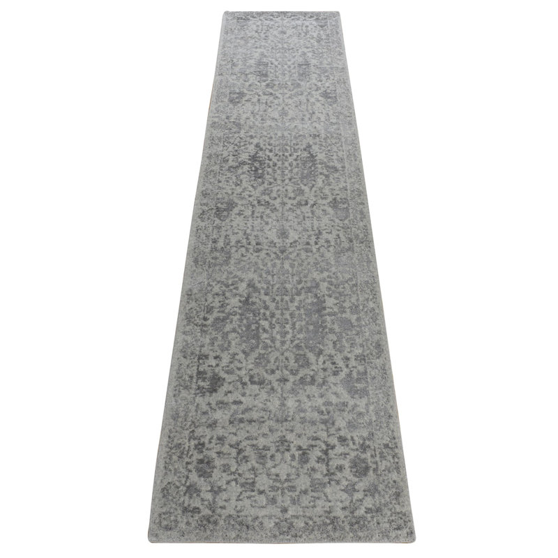 Tapis de couloir gris en jacquard tissé à la main 2 pi 5 po x 12 pi 0 po