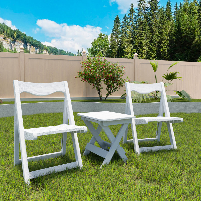 Chaise de table blanche pliable Hips White, avec 2 chaises et pliable rectangulaire blanche