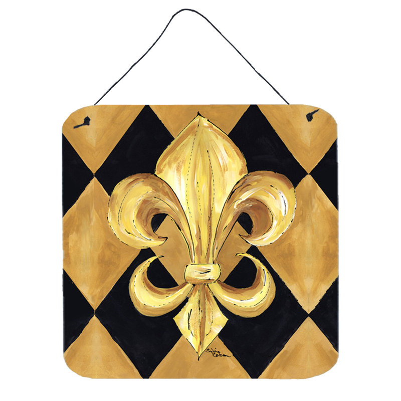 Reproduction d’art sur bois, "fleur de lis new orléans" par sylvia corban, H 8po x l 12 po x P 0,02 po