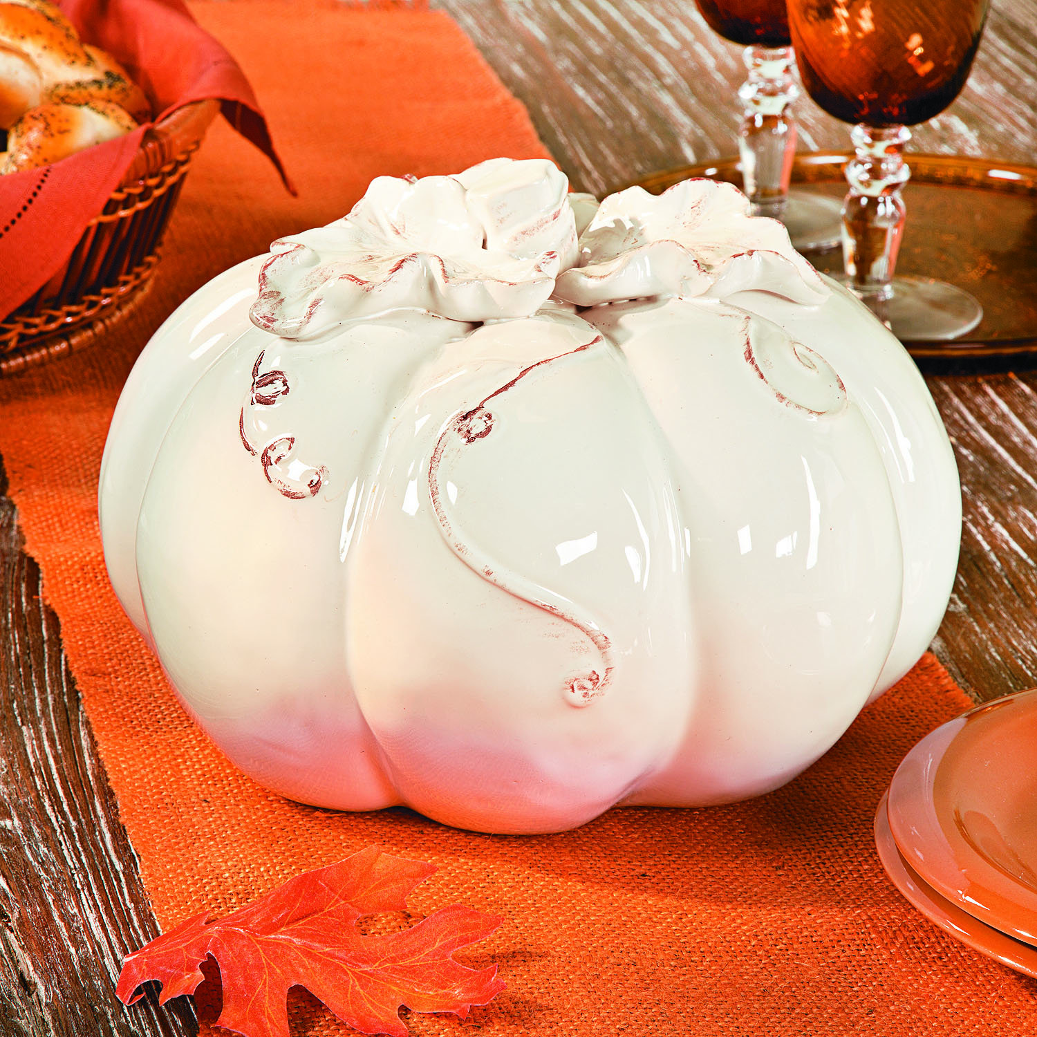 Ceramic Pumpkin Holiday Accent
