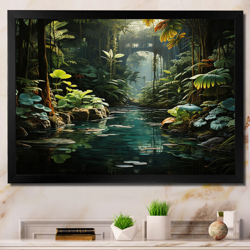 Caraibe Jungle Adventure - reproduction sur toile, H 12 po x l 20 po x P 1 po, Cadre simple noir