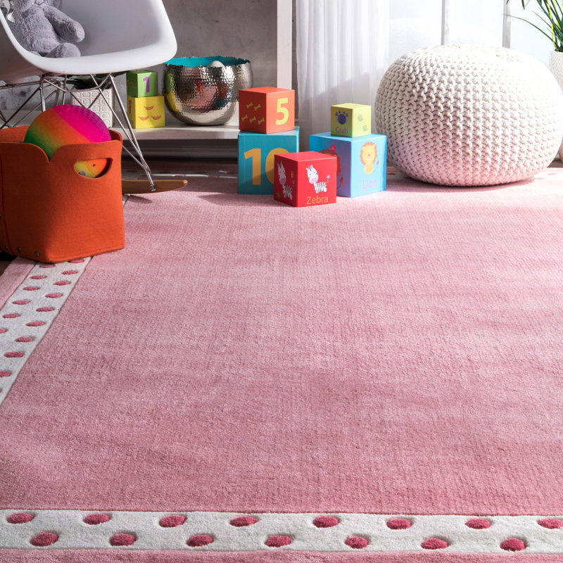 Tapis rose touffeté à la main Abiorn, Rectangle 3 pi 6 po x 5 pi 6 po