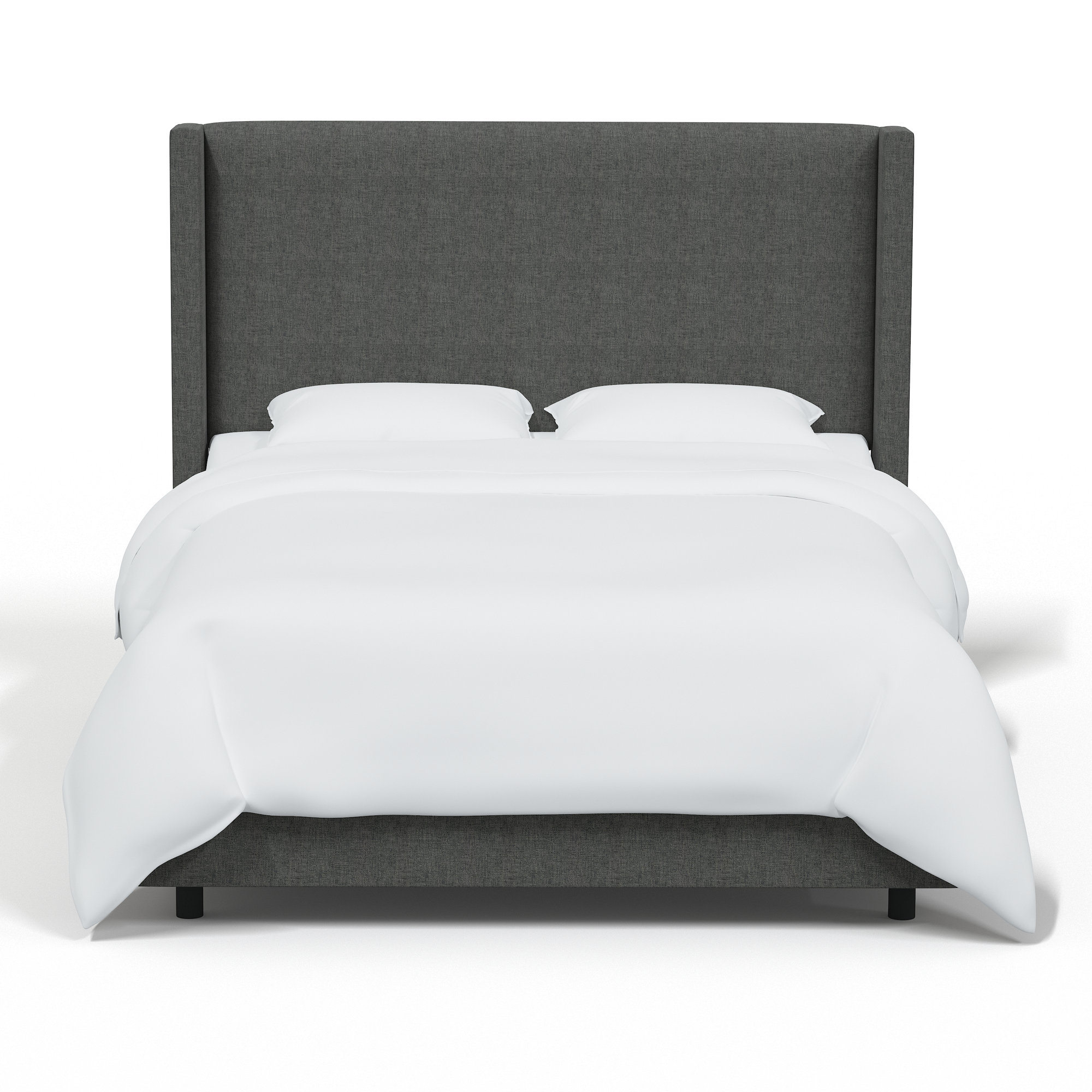 Hanson Upholstered Wingback Bed, Zuma Charcoal Textured Linen, King