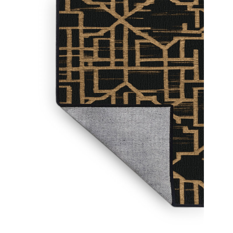Tapis gris en treillis lavable à la machine, Rectangle 7 pi x 9 pi