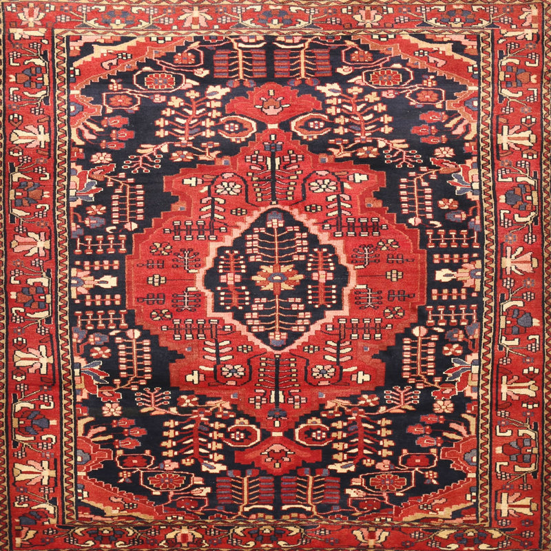 Tapis à motif oriental rouge / noir, Rond 7 pi