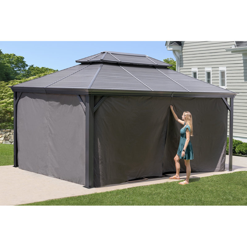 Sojag Outdoor Mykonos Double Roof Hardtop Gazebo Outdoor Sun Shelter, 15.87 ft x 11.9 ft