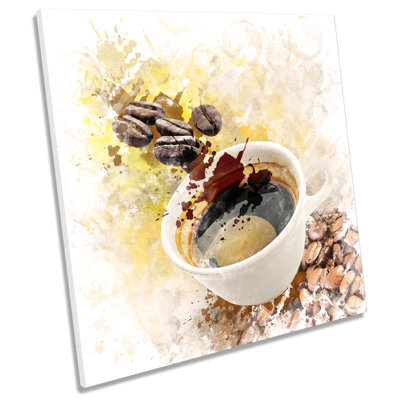 Z2342 Coffee Cup Beans Grunge - Wrapped Canvas Print