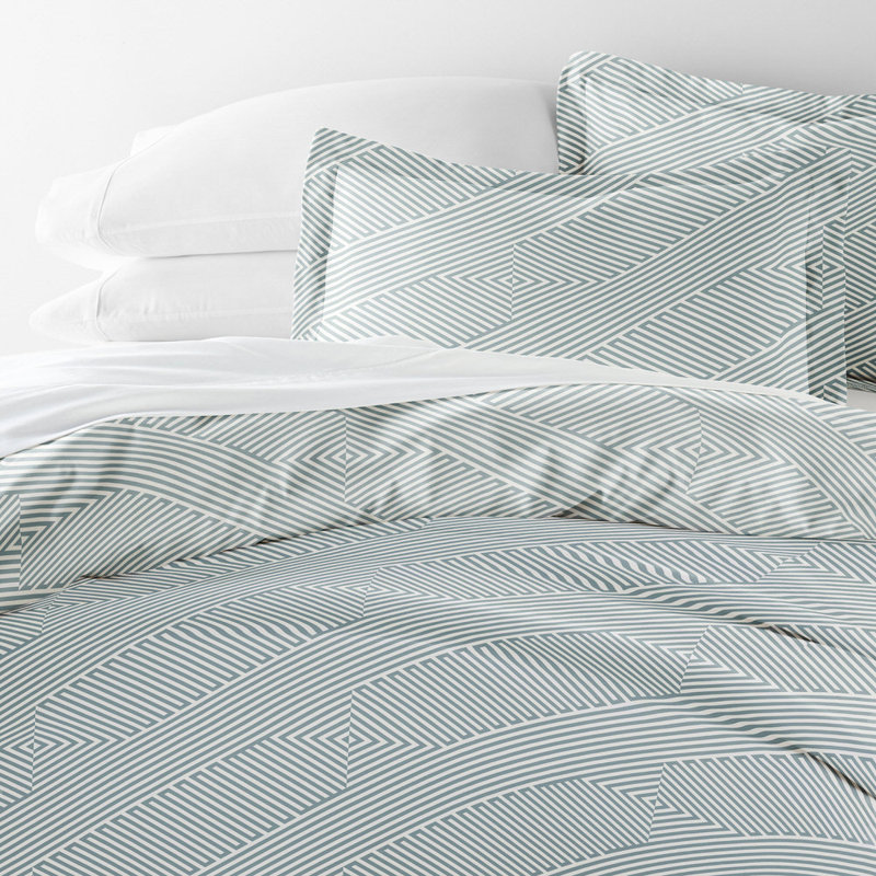 Light Blue Geometric Microfiber Twin/Twin XL Duvet Cover Set