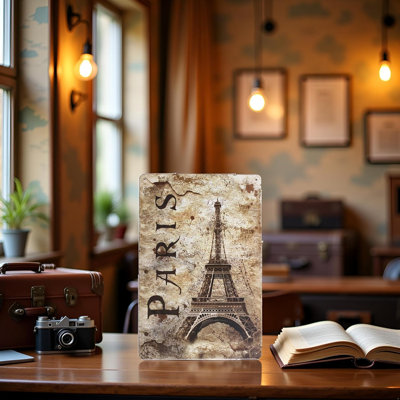 Cityscape Metal Tin Sign, Vintage Aluminum Wall Decor,12 x 8 Inches (Paris)
