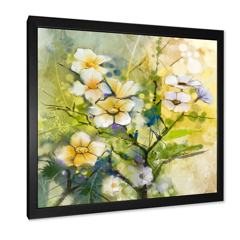 «Green and White Cherry Blossoms», reproduction d'art sur toile encadrée, Cadre noir, H 30 po x l 30 po x P 1 po