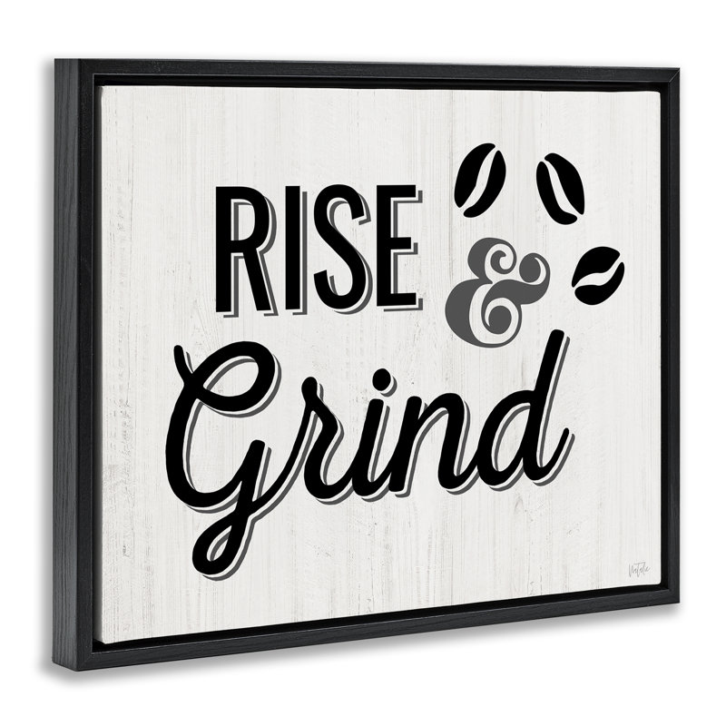  "Rise & Grind Coffee Bean", art mural encadré par Natalie Carpentieri, Cadre flottant noir de jais, H 17 po x l 21 po
