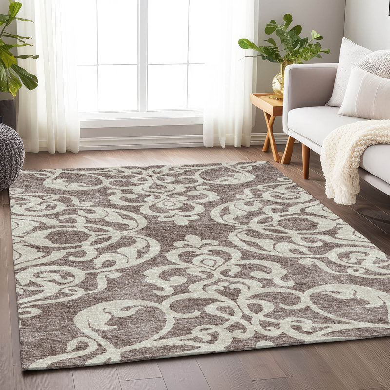 Premium Machine Washable Prisco Taupe Rug, Rectangle 10' x 14'