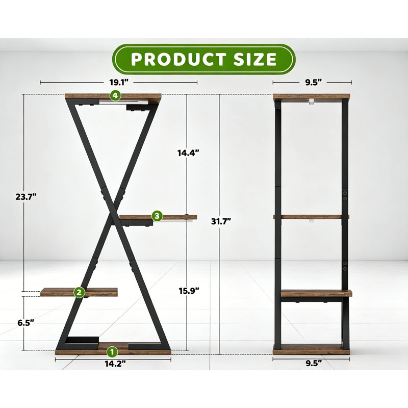 2-Pack 32" Lighted Corner Plant Stand, 6-Tier Z-Shape