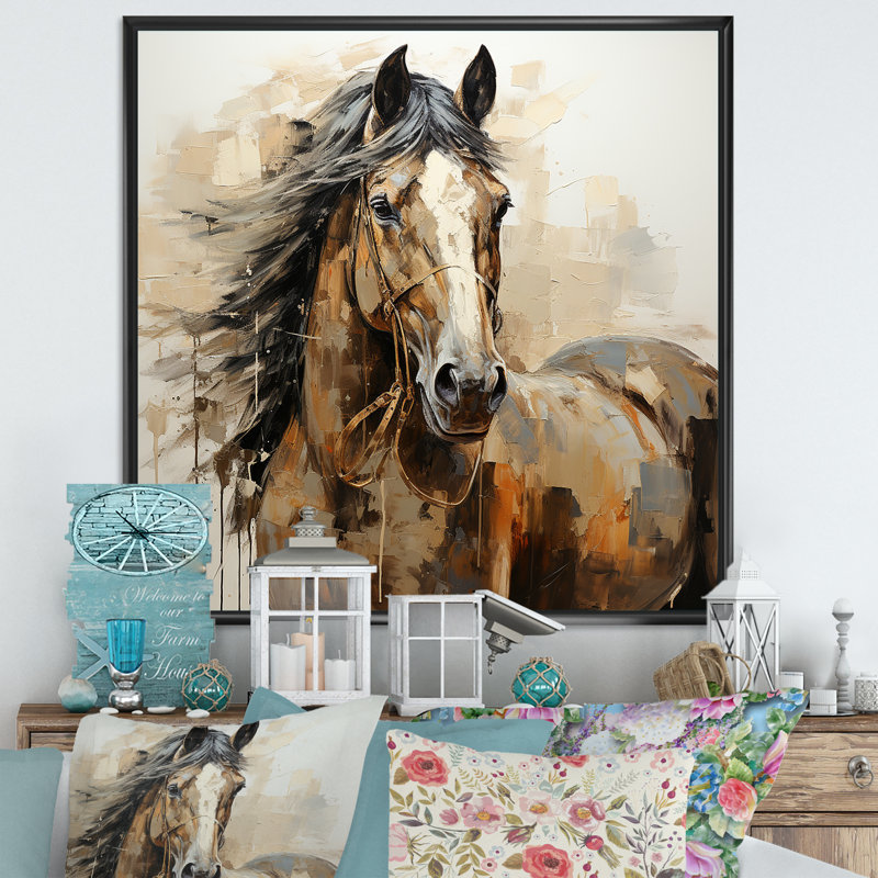 Cheval, liberté symbolique - impression sur toile, H 16 po x l 16 po x P 1 po, Cadre flottant noir