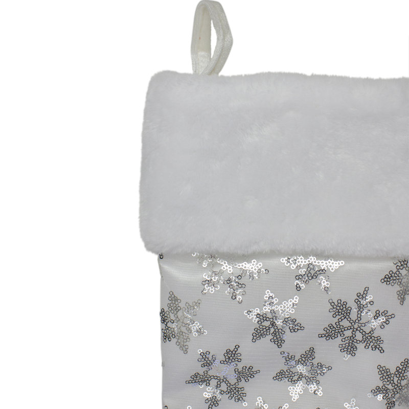 Chaussette de Noël Ice Palace Sequin, Blanc / argent