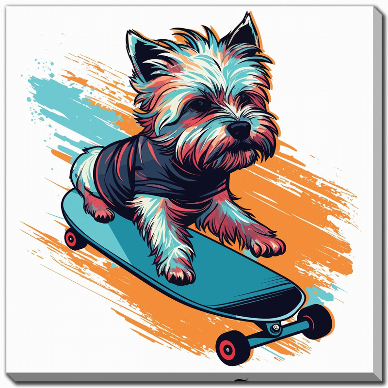Yorkie sur toile, art mural, H 16 po x l 16 po