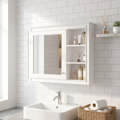 Armoire de rangement murale à miroir pour salle de bain avec tablette réglable et charnières à fermeture douce