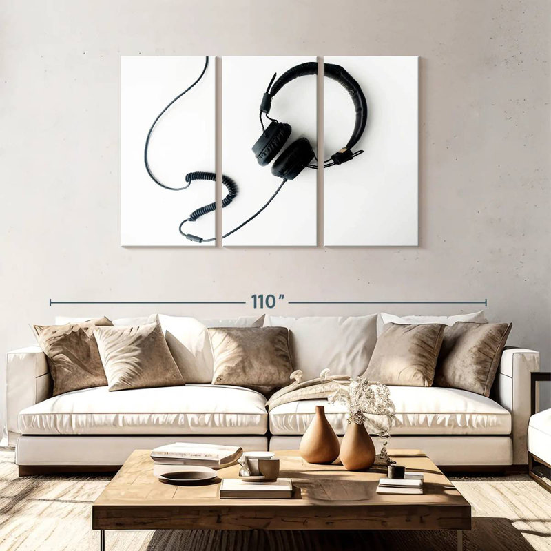 Abarca Black Wired Headphones, 48" H x 74" W