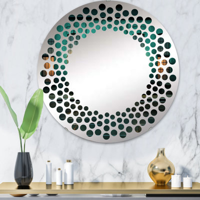 Photographie industrielle turquoise crépuscule II - Miroir mural à pois-MIR111667-Rond