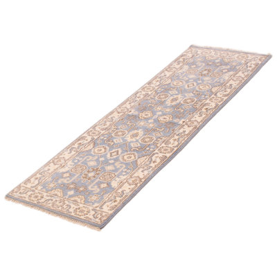 One-of-a-Kind 2'6" X 7'8" New Age Runner Wool Area Rug in Light Denim Blue