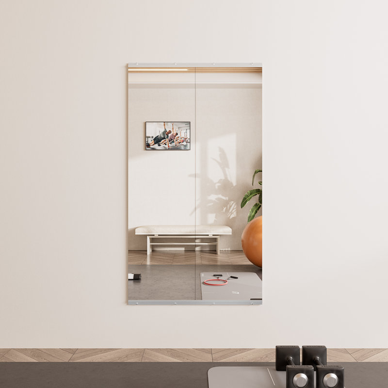 Rectangle Full Length Wall Mirror Set Home Gym Mirror Tempered Glass Mirror, 56" x 16", 2