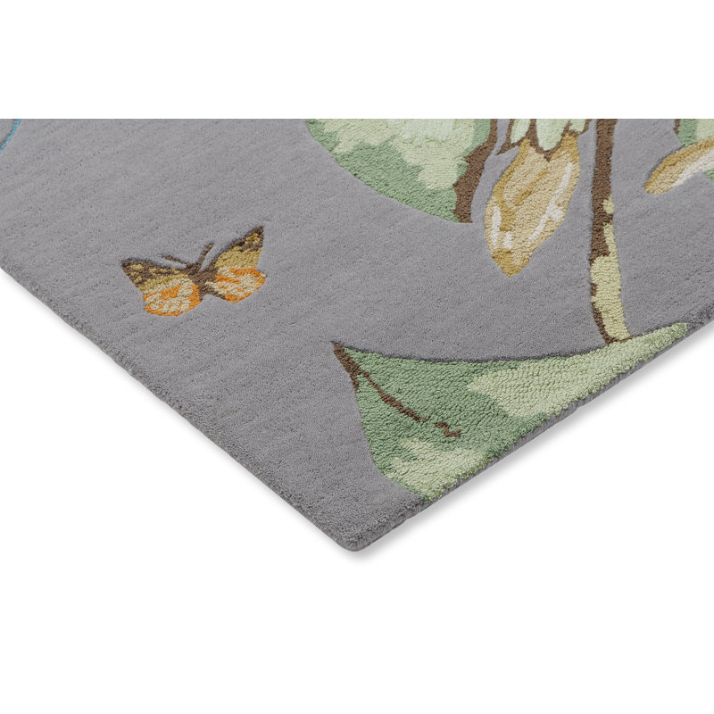 Hand Tufted Floral Area Rug, Rectangle 5'7" x 7'10"