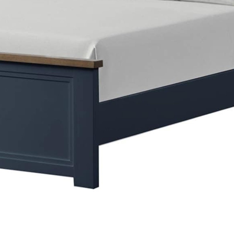Lit double avec tête de lit encastrée Tela, garniture brun foncé, bleu Tela, Bleu / brun foncé, Double