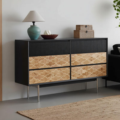 Retro solid wood six-drawer sideboard