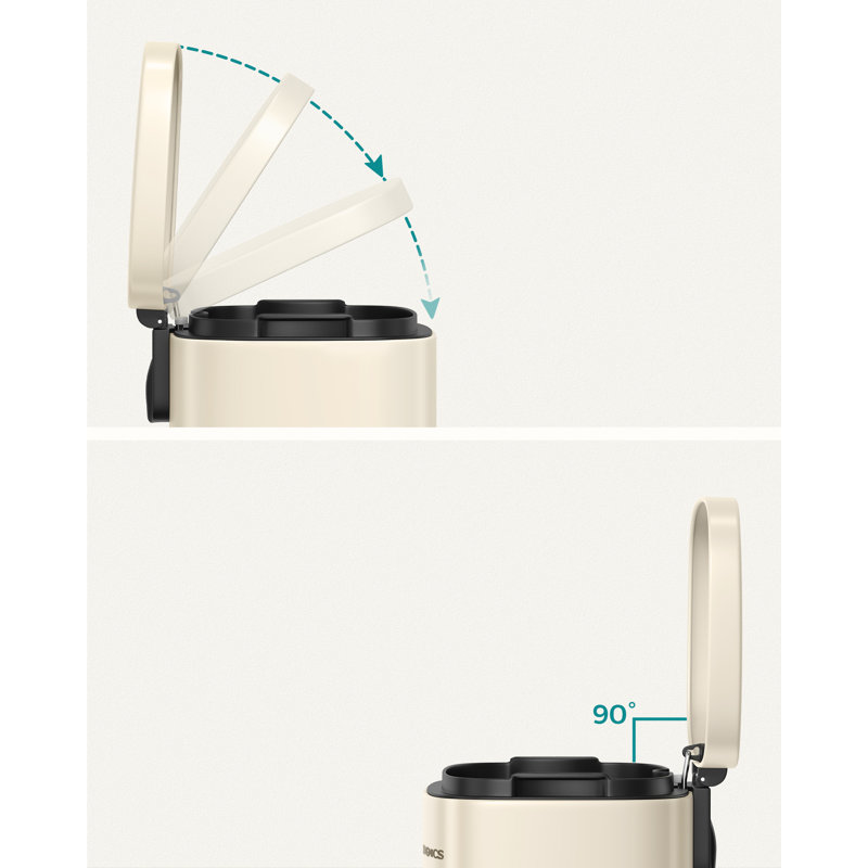 Steel Step On Kitchen Trash Can - 30L, Sand Beige