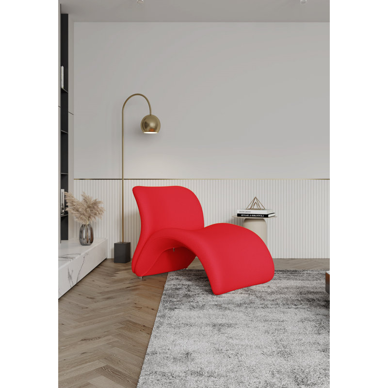 Chaise d'appoint rembourrée en métal Rosebud, Laine rouge