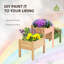 Raised Garden Bed - 3 Planter Boxes Elevated Wooden Stand For Veggies, Herbs, Blooms Natural Solid Wood Drainage 3 Box Plant Frame