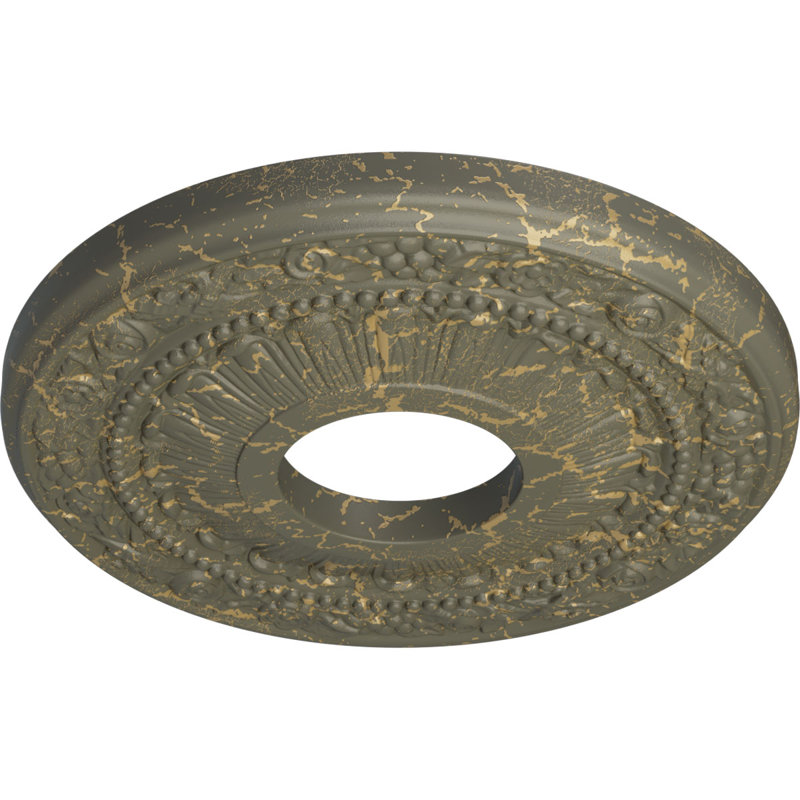 Médaillon de plafond Endurathane Palmetto, DE 12 1/8 po x P 3 1/2 po x P 1 po (convient aux auvents jusqu'à 4 7/8 po), fini craquelé Gobi peint à la main