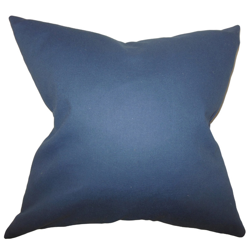 Solid Colour Feather Reversible Throw Pillow, Blue