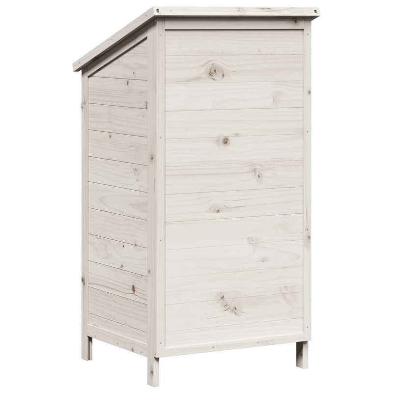 Vidaxl Garden Shed Solid Fir Wood Storage Cabinet Outdoor Modern Design Ample, White
