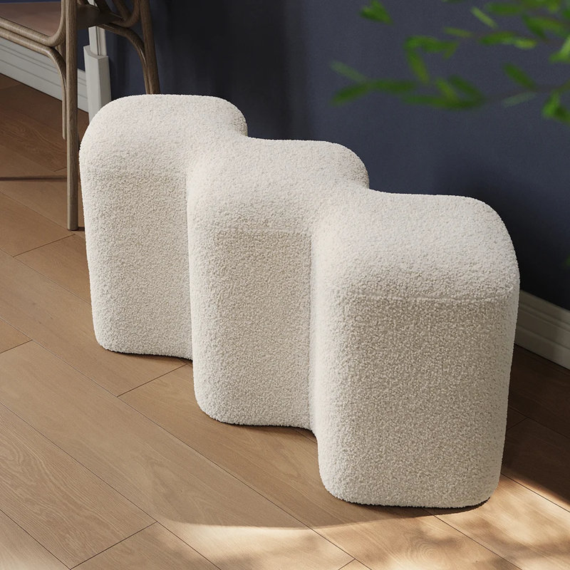 Banc de vestibule moderne blanc avec cadre en bois rembourré Molecule