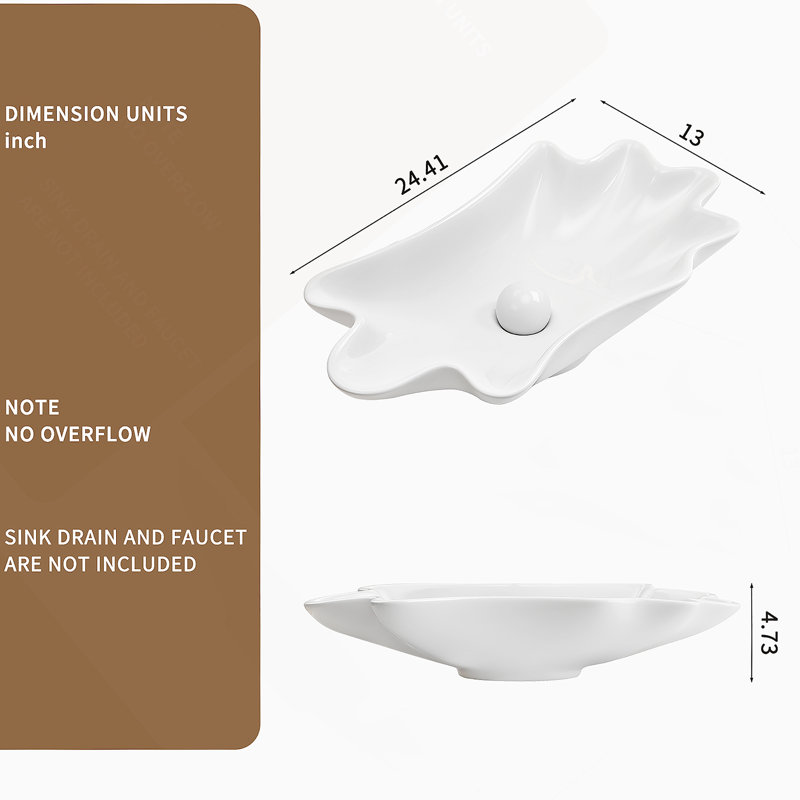 Bathroom Vessel Sink With Shell Shape Design