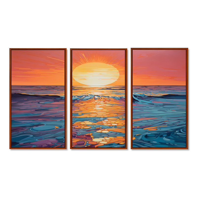 Salcedo - Sunset Wall Art Print Set, Brown Floater Framed, 32" H x 48" W x 1" D