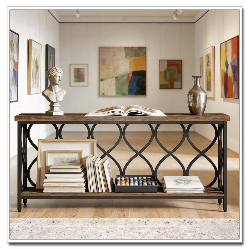 2-Tier Console Table with Sturdy Metal Frame