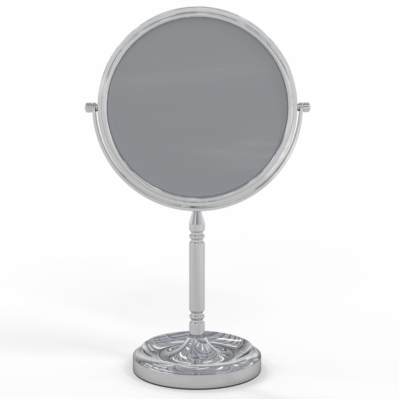 Modern Chrome Countertop Magnifying Makeup Mirror with Recessed Base