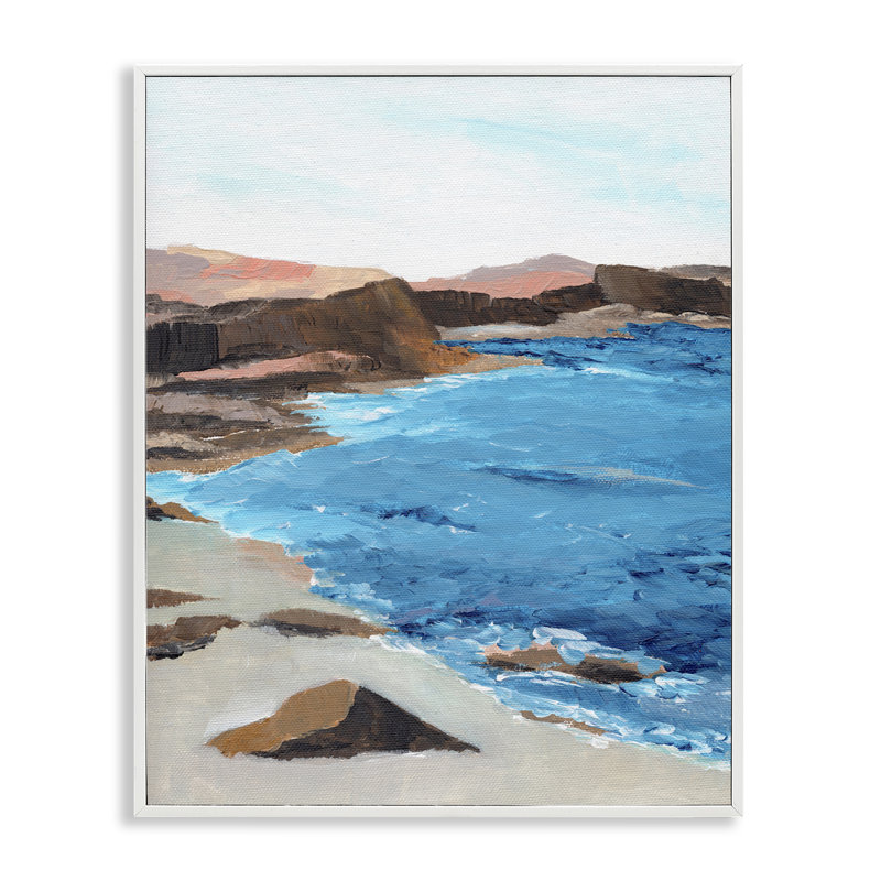  Art de giclée encadrée par Nikita Jariwala, H 14 po x l 11 po, Giclée encadrée blanc bord de mer