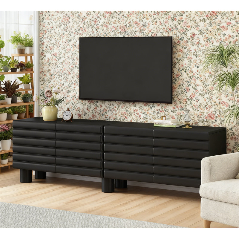 Élégant meuble télé avec porte réglable, Noir