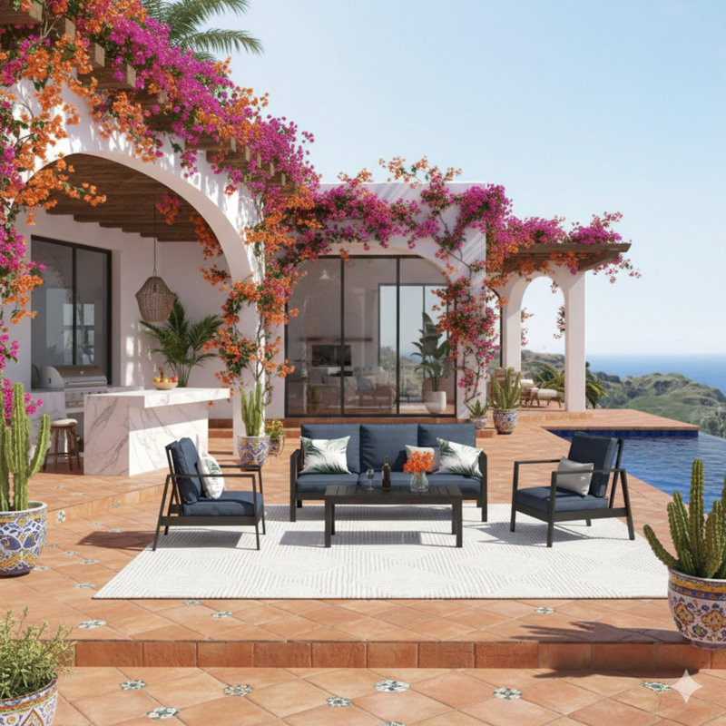 4-Piece Outdoor Patio Furniture Set, Blue