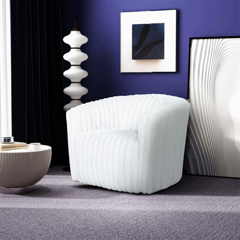 Fauteuil pivotant en velours blanc Mira