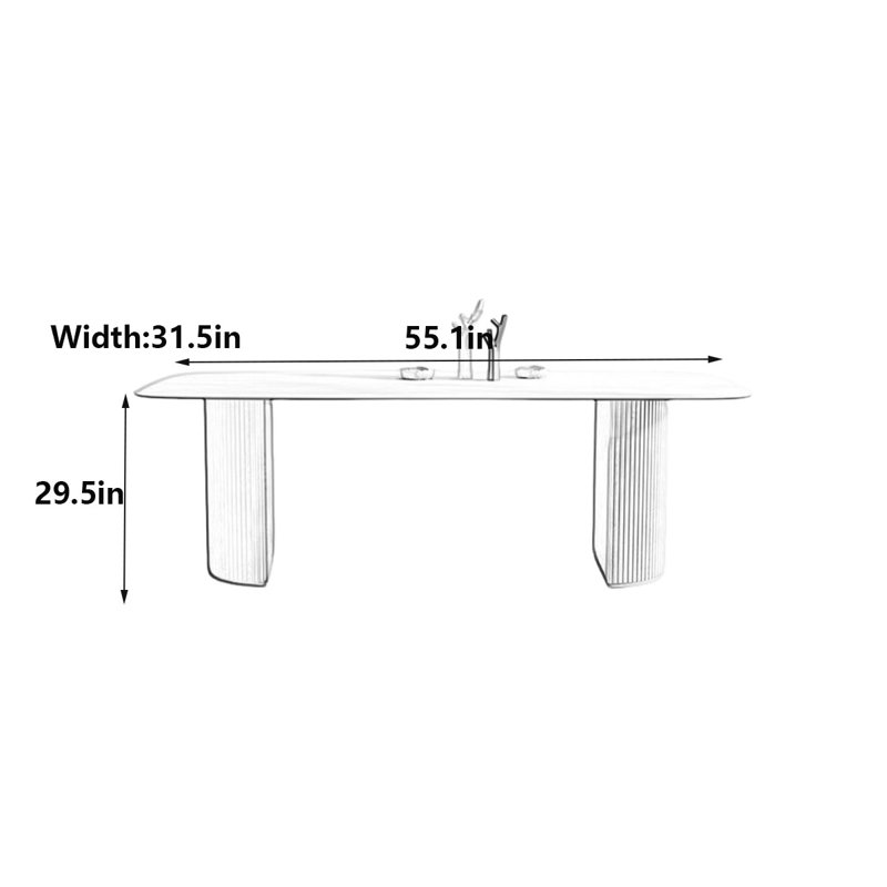 Table de salle à manger Elegant Rock, H 29,5 po x L 55,1 po x l 31,5 po