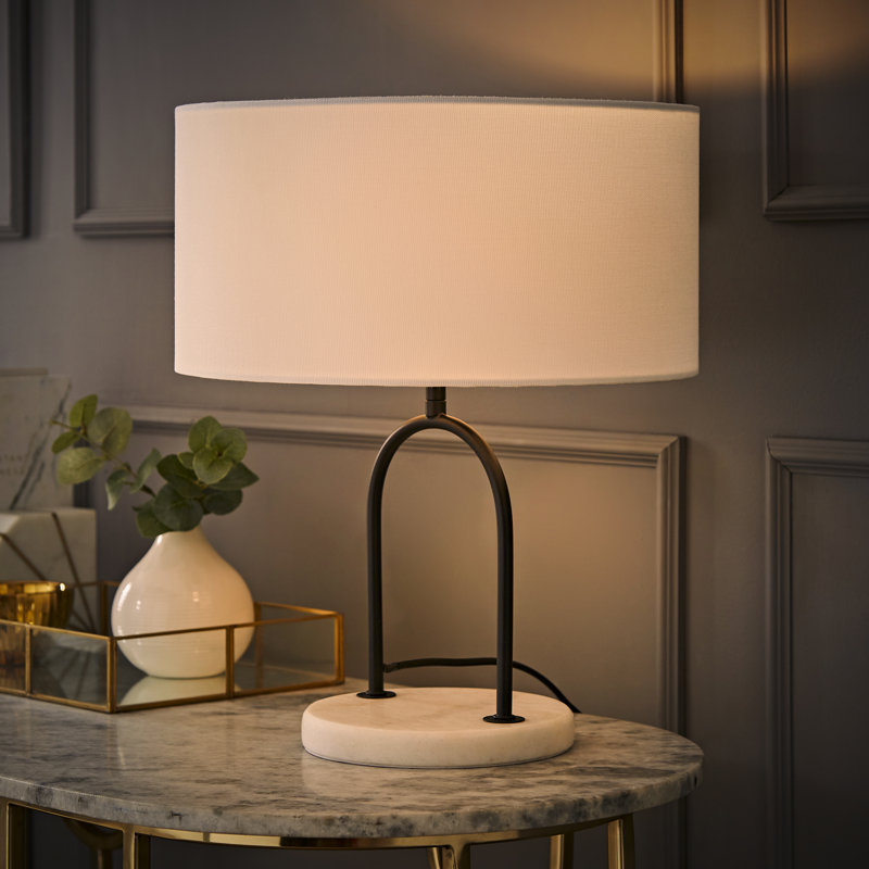 Metal Table Lamp, Black, White