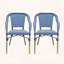Ensemble de 2 chaises bistro d'inspiration française avec structure en aluminium, finition à imprimé bois, emballage en osier-1486310780