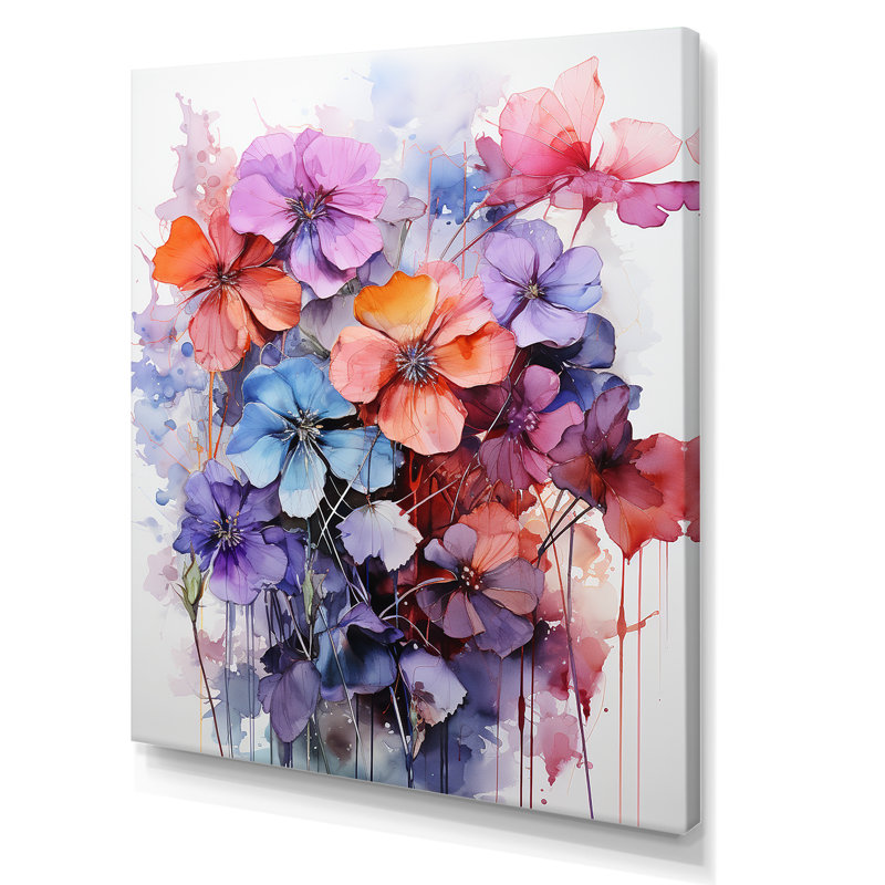 Joyeuse abstraction florale sur toile, Toile tendue, H 32 po x l 24 po