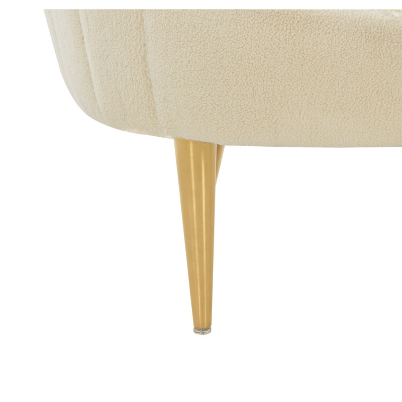 Razia Velvet Barrel Chair, Ivory Faux Lamb Wool (100% Polyester)