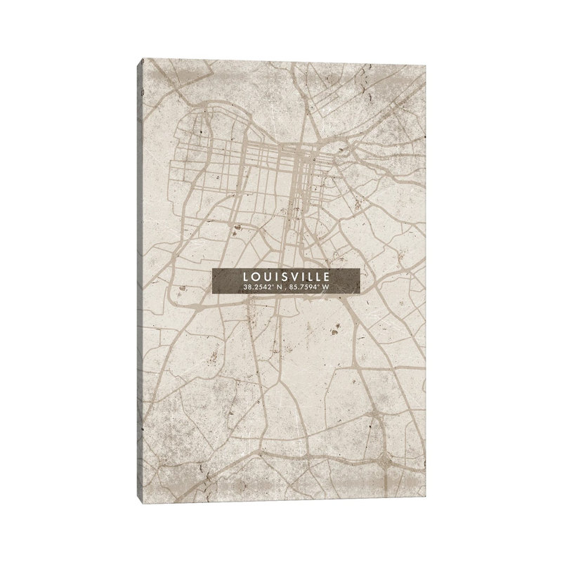 Louisville City Map Abstract Style 1 Piece Wall Art on Canvas, 20.32 cm H x 30.48 cm W, Wrapped Canvas